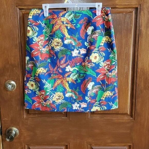 Talbots Colorful Floral‎ Side Zippered Lined Sz 12 Skirt - Picture 4 of 9